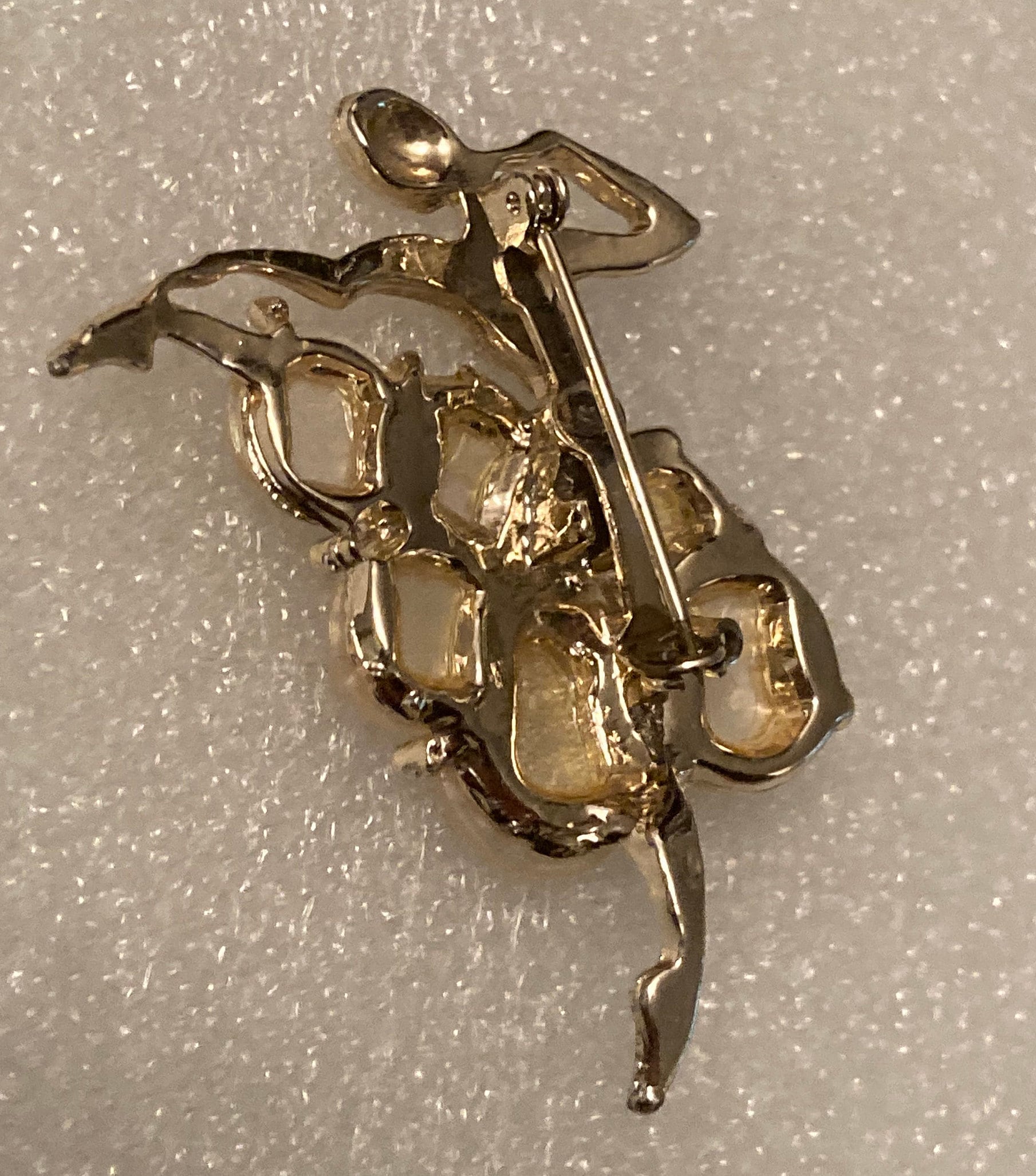 Vintage Gold Tone Woman's Figural Fitted Blazer Brooch Pin 