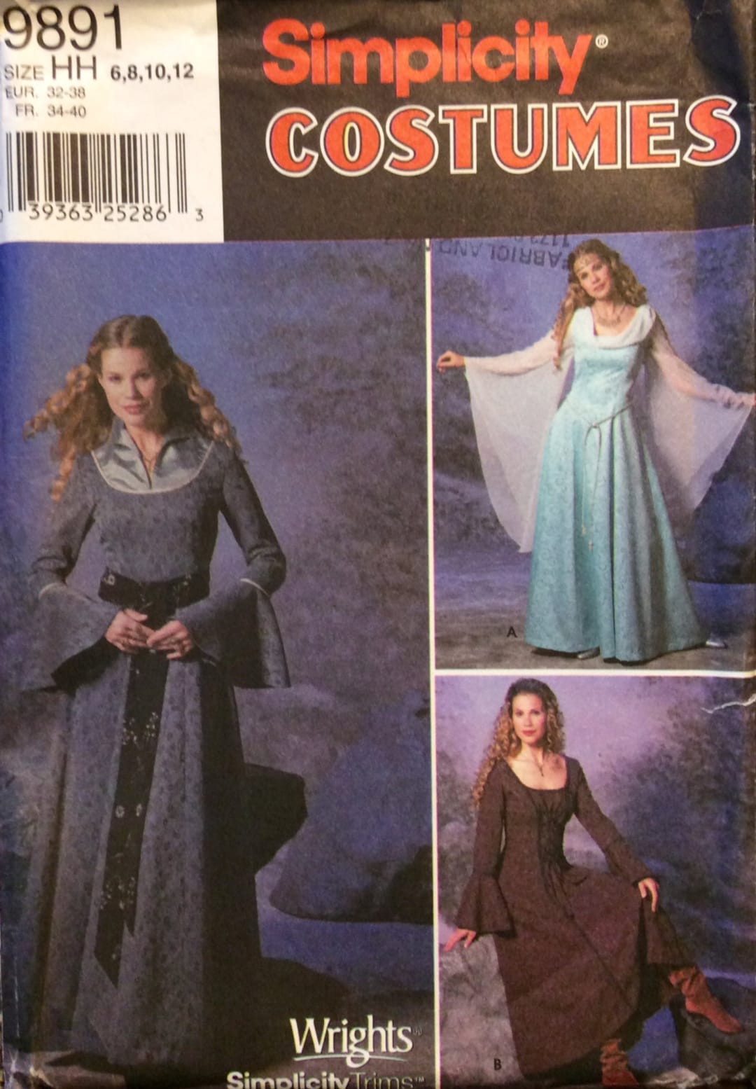 Costume Sewing Pattern Medieval Gowns Size Misses 6-8-10-12 UNCUT 2001 ...
