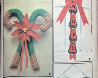 Vintage Sewing Pattern 70's Retro Christmas Seasonal Kitsch Decorations Santa Toilet Seat Cover Candy Canes NOEL Banners Snowman