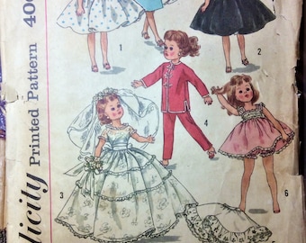 Vintage 1960's Sewing Pattern 10-1/2" FASHION DOLL Little Miss Revlon Miss Ginger Dresses Coat Pants Tops Nightgown Wedding Dress Petticoat