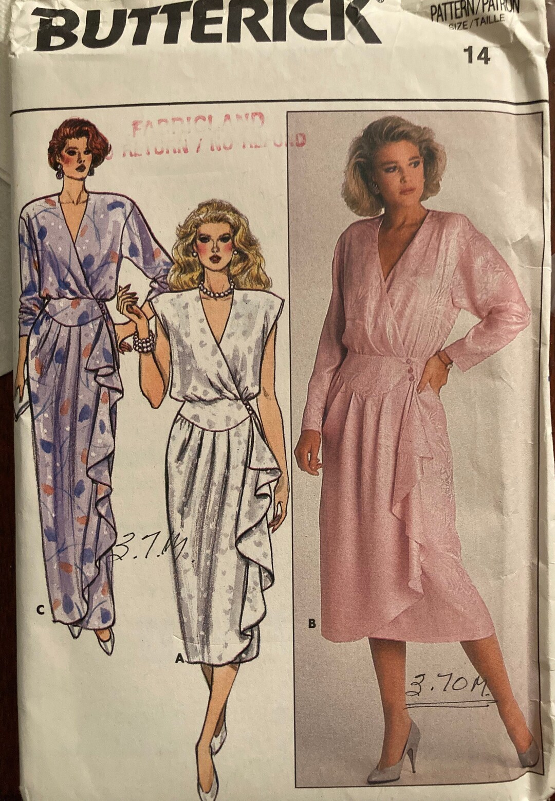 Vintage 1986 Sewing Pattern Classic 80's Wrap Dress Size 14 Blouson ...