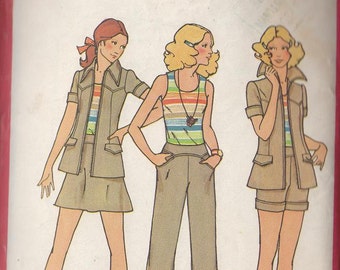 Vintage Pattern Jacket Pants Mini Skirt Top Shorts 1970s Co-ordinates Size 12