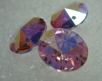 Vintage Swarovski Light Rose Rivoli Drop Crystal Beads 10 mm Unused Old Stock 6200 6 Pieces