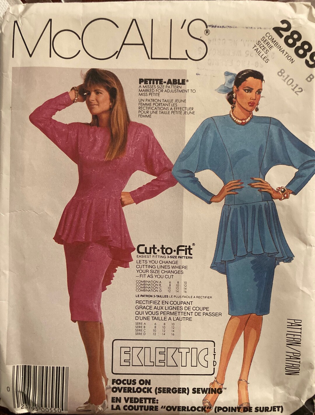 Vintage 1986 Sewing Pattern Classic 80's Eclectic Ltd Dress Peplum ...