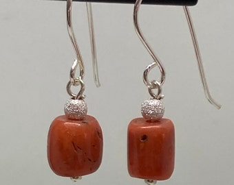 Upcycled Coral Bead Earrings Fundraising for Refugee Support Sterling Silver Ukrainian Antique Coral