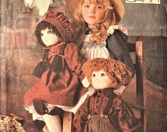 Vintage Sewing Pattern VOGUE 22" Boy and Girl Dolls Linda Carr Classic Dressed Rag Toys 1980's