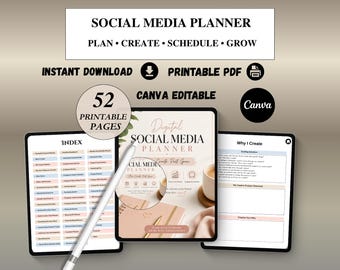 Social-Media-Planer | Content-Planer | Druckbares PDF | Planer für Content-Ersteller | Social-Media-Manager | Digitaler Download