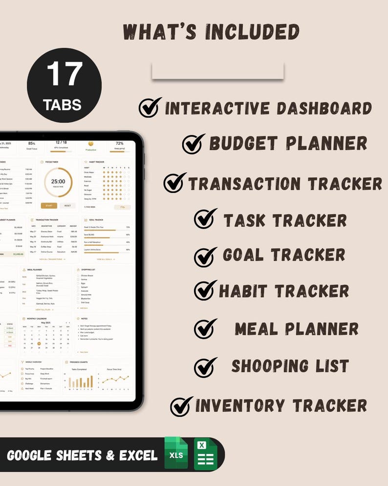 ADHS-Planer-Tabelle | Google Tabellen & Excel | ADHS-Lebensplaner | Produktivitäts-Tracker | Planer für exekutive Funktionen | Digitaler Download Bild 2