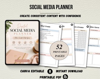 Social-Media-Planer | Content-Planer | Druckbares PDF | Planer für Content-Ersteller | Social-Media-Manager | Digitaler Download