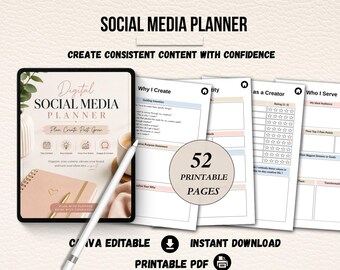 Social-Media-Planer | Content-Planer | Druckbares PDF | Planer für Content-Ersteller | Social-Media-Manager | Digitaler Download