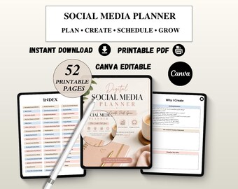 Social-Media-Planer | Content-Planer | Druckbares PDF | Planer für Content-Ersteller | Social-Media-Manager | Digitaler Download