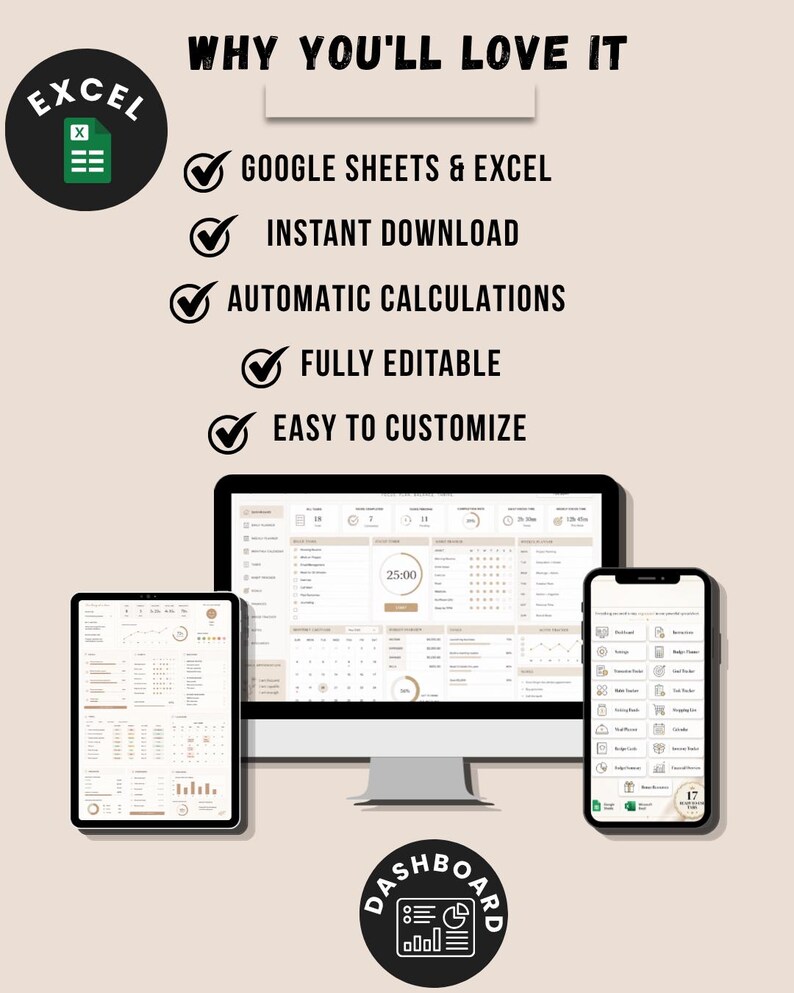 ADHS-Planer-Tabelle | Google Tabellen & Excel | ADHS-Lebensplaner | Produktivitäts-Tracker | Planer für exekutive Funktionen | Digitaler Download Bild 3