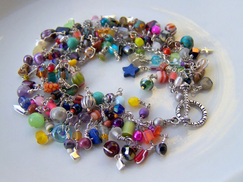 UniqueNecks bracelet. layered. rainbow. gemstones. multicolored chain bracelet. birthday gift image 2