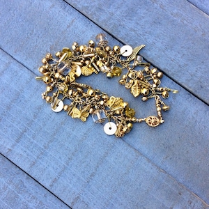 gold Fringe bracelet. gold plated wire wrapped chain bracelet or anklet . beaded bracelet by uniquenecks image 1