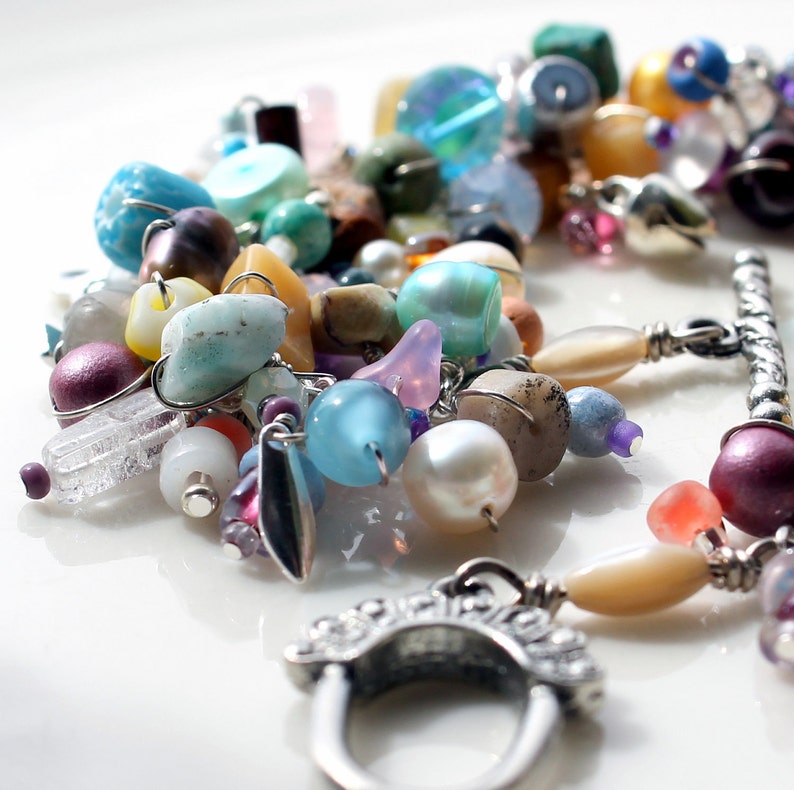 Fringe Anklet. Pastel Summer Paradise. Wire Wrapped Beaded Charm Anklet