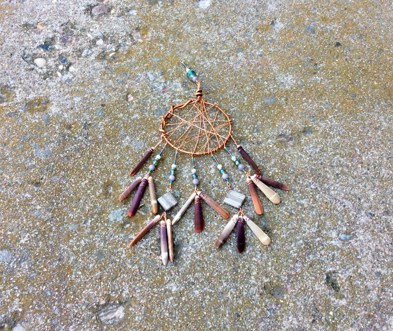 Sea Urchin Dream Catcher. Chimes. Seaside Chimes. Handmade Wire Wrapped