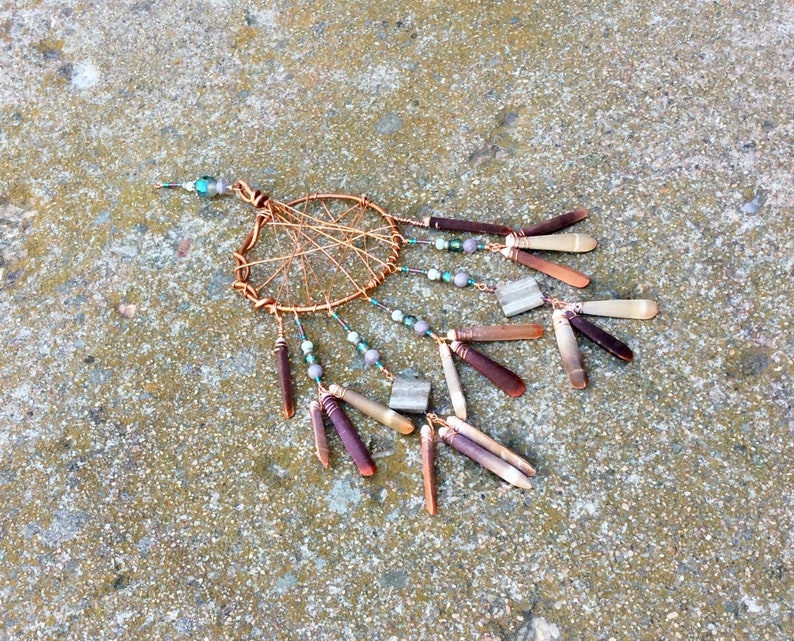 Sea Urchin Dream Catcher. Chimes. Seaside Chimes. Handmade Wire Wrapped