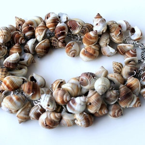 Sterling silver shell bracelet Nutmeg seashells. wire wrapped seashell bracelet tan. beachy jewelry.nautical bracelet sterling silver image 3