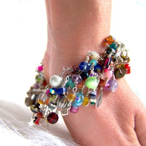 UniqueNecks bracelet. layered. rainbow. gemstones. multicolored chain bracelet. birthday gift image 1