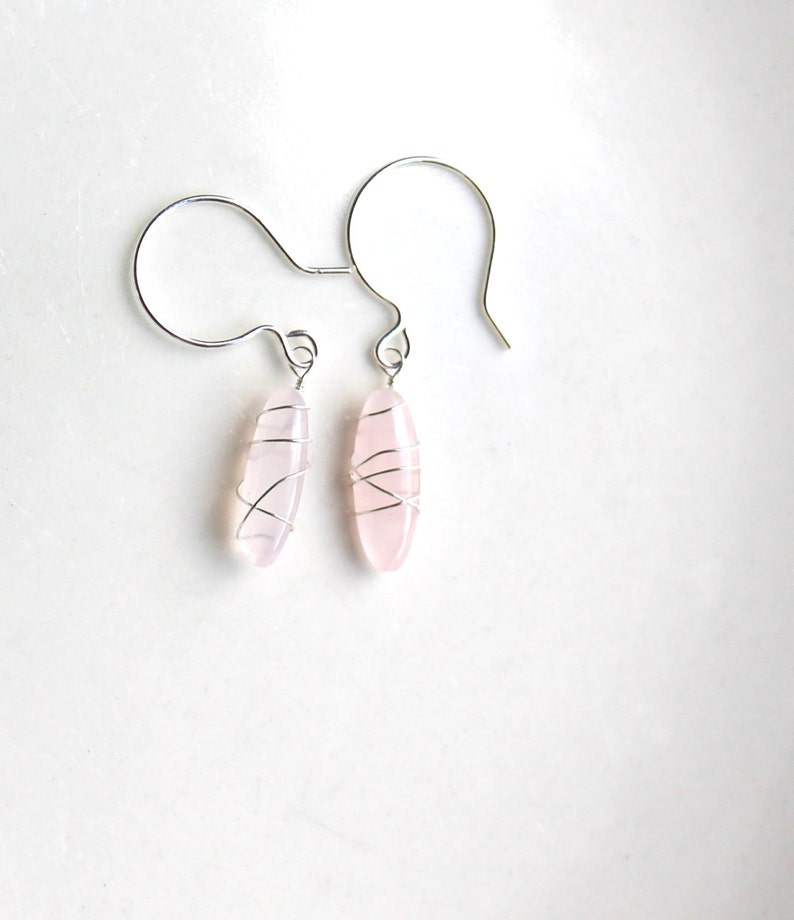 Rose Quartz Earrings / Pink Gemstone Sticks / Earrings / - Etsy