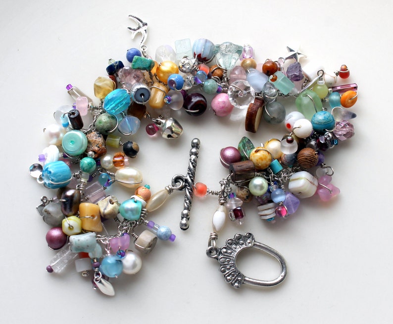 Fringe Anklet. Pastel Summer Paradise. Wire Wrapped Beaded Charm Anklet