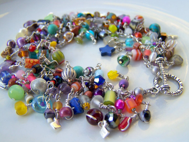 UniqueNecks bracelet. layered. rainbow. gemstones. multicolored chain bracelet. birthday gift image 4