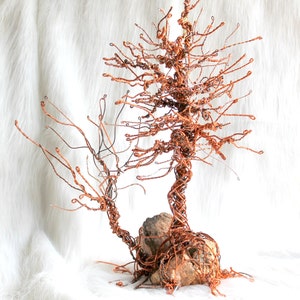 jewelry tree /  upcycled wire sculpture / desk ornament / copper sculpture / boutique storefront jewelry display