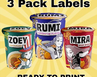 Kpop Demon Hunters | Cup Noodle Ramyeon Label | Cosplay Packaging | Rumi Mira Zoey | Kdrama Party