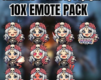 Sable Ward Emote Pack | Dead By Daylight Twitch Emotes | Kawaii Chibi Goth Girl Emotes | DBD Streamer PNGs