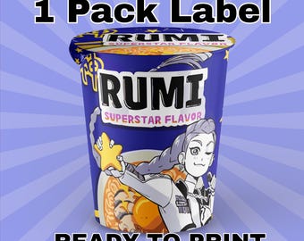 Rumi | Kpop Demon Hunters | Cup Noodle Ramyeon Label | Cosplay Party | Huntrix Ramen | Kdrama Party