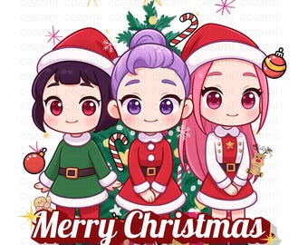 Kpop Demon Hunters Chirstmas PNG | Huntrix Digital Clipart | Anime Kdrama Stickers | Kawaii XMas Art |