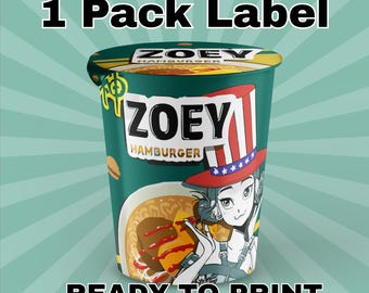 Zoey | Kpop Demon Hunters | Cup Noodle Ramyeon Label | Cosplay Party | Huntrix Ramen | Kdrama Party