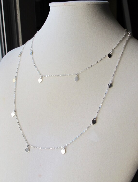 Sterling silver double strand necklace long necklace Etsy