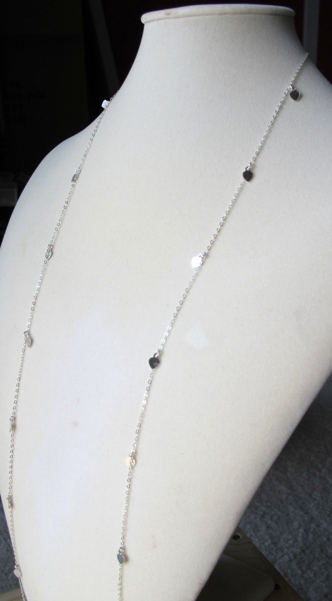Sterling silver double strand necklace long necklace Etsy