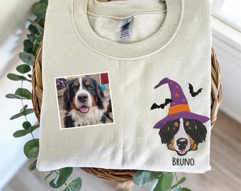 Broderad Halloween-tröja för hundar: Anpassad huvtröja med husdjursporträtt