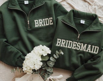 Custom Logo Quarter Zip Sweatshirt – Personalized Left Chest Embroidery for Team, Business, Bridal Parties, Events, or Everyday Wear