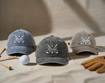 Custom Golf Hat Embroidery Baseball Hat | Golfing Accessories | Adjustable Vintage Baseball Cap for Golfers and Country Club Members