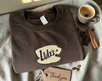 Luke’s  Embroidered Diner Sweatshirt, Cozy Coffee Shop Crewneck, Gilmore Inspired Girls  Fall Pullover, Vintage Cafe Lover Gift Shirt