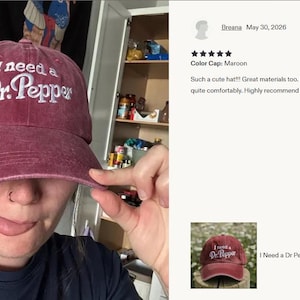 I Need a Dr Pepper Hat Funny Embroidered Dad Hat Vintage Baseball Cap Gift for Him Soda Lover Cap Adjustable Retro Hat for Men image 2