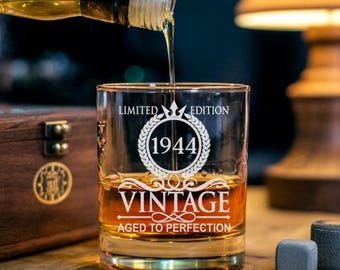 Spersonalizowana szklanka do whisky Vintage Year: Perfekcyjny prezent urodzinowy