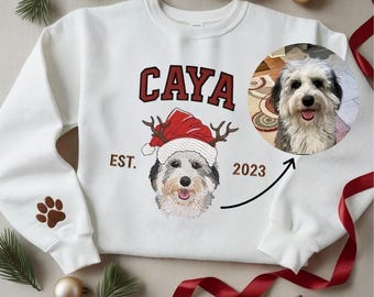 写真を使ったペットの刺繍スウェットシャツ、カスタム犬用セーター、ペットの飼い主への刺繍猫クルーネックギフト、猫好きへの犬のお母さんへのギフト