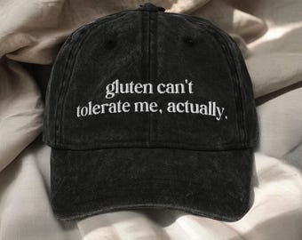 Czapka z daszkiem "Nie toleruję glutenu" Zabawna haftowana czapka z daszkiem Regulowana czapka vintage dla taty Bezglutenowa Humor Prezent Swobodny Unisex