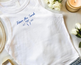 Custom Future Mrs Bride Tank Top, Embroidered Tank Tops for Women, Wedding Gift Bride Shower Bachelorette Party, Bridal Shower Gift