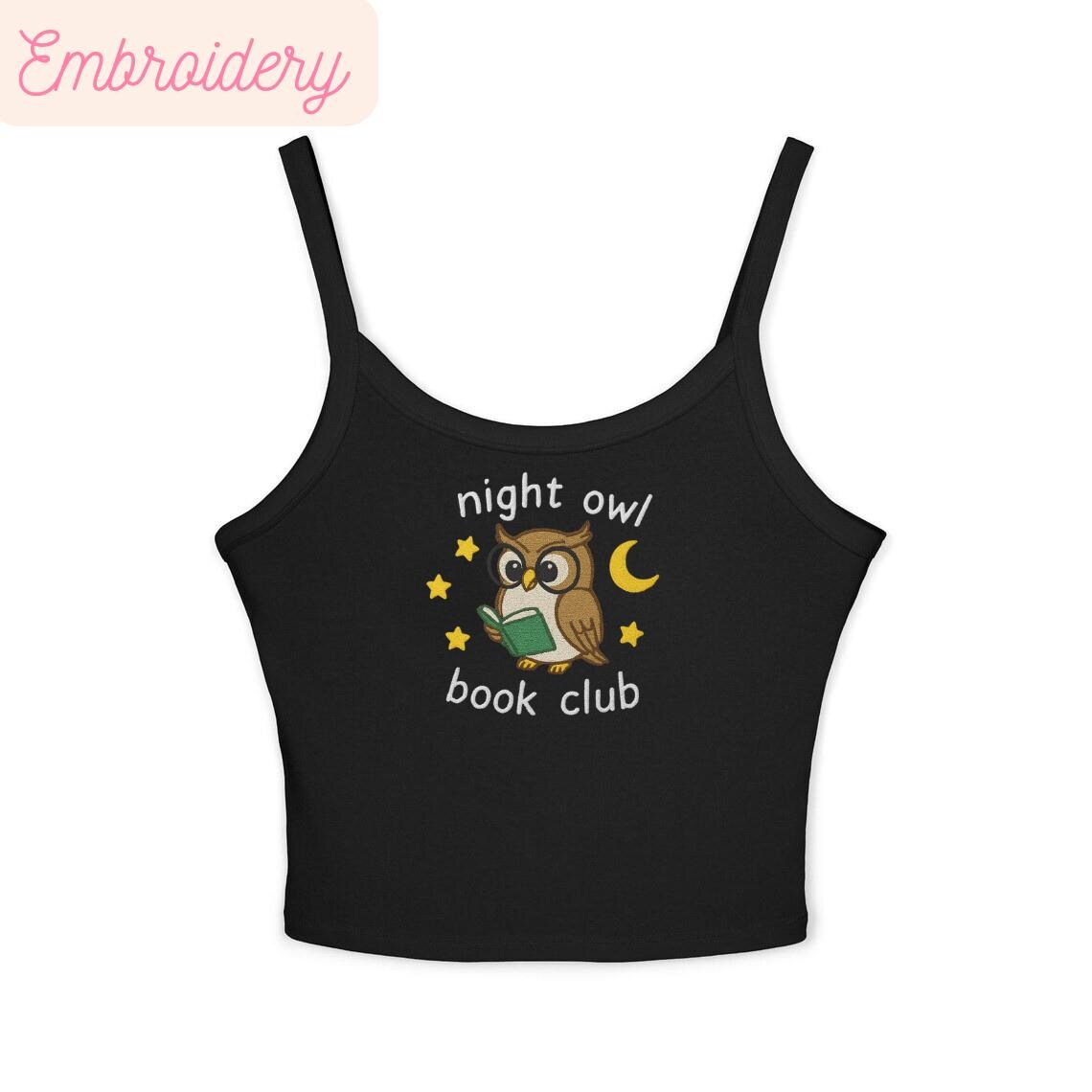Embroidered Night Owl Book Club Tank Top: Cozy Gift for Book Lovers