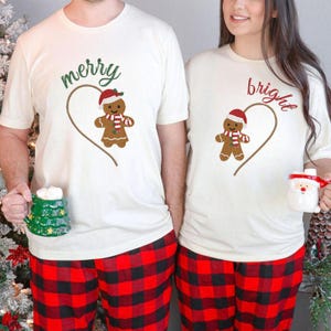 Bestickte Passende Lebkuchen Weihnachten Sweatshirts für Paare Niedliche Frohe Weihnachten Urlaub Pullover Festliche Winter Pullover Geschenk