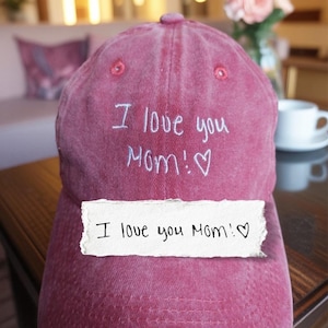 Custom Handwriting Embroidered Hat, Personalized Embroidery Vintage Baseball Cap Hat, Gift For New Dad Mom, Your own text monogram Cap