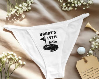 Embroidered Personalized 19th Hole Funny golf underwear bachelorette party wedding valentines anniversary, Custom Bride Pantie Bridal shower