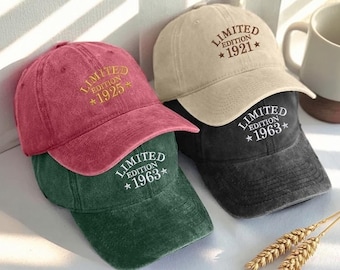 Custom Birthday Hat, Embroidered Age Cap, Personalized 50th 60th 70th Birthday Gift, Custom Year Mom/Dad Hats, Milestone Birthday Cap Gifts