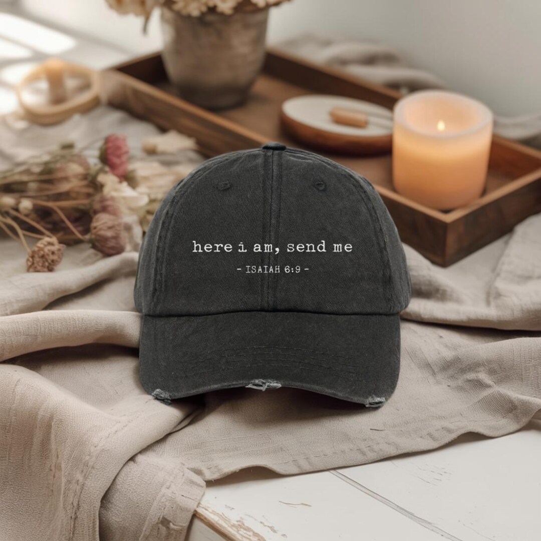 Send Help Cap Christian Embroidered Hat Isaiah 6:9 Here I Am Send Me Cap Faith Bible ...