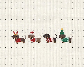 Christmas Dachshund Embroidery Design: Holiday Sausage Dogs (Digital File)